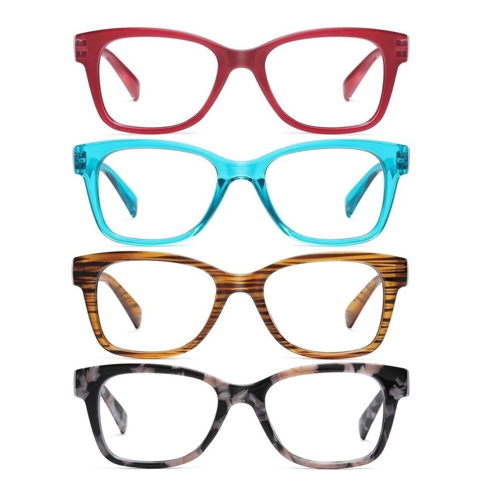 AABV 4-PK Blue Light Blocking Reading Glasses Women Anti UV Glare MX Colors +2.5
